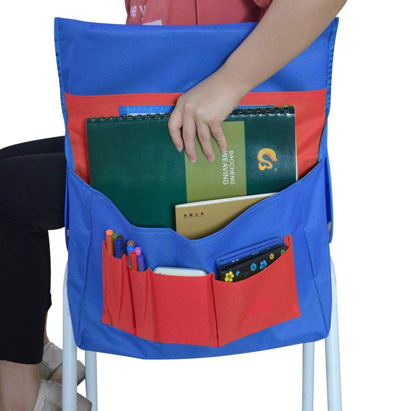 Eamay Chairback Buddy Pockets Chart, Kids School Supplies, Seat Storage Organizer for Classroom Chairs (Blue and Red) - Image 5
